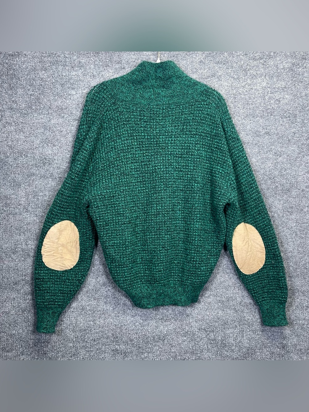Vintage American Eagle Mens Medium Green Wool Knit Patch Elbow Grandpa Sweater - Picture 3 of 11